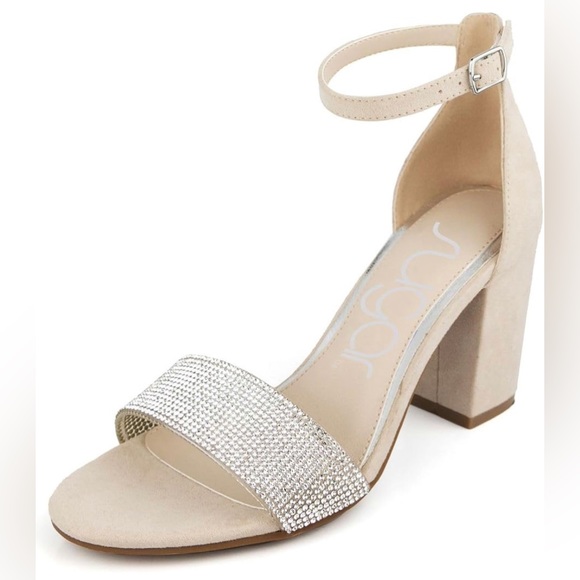 Shoes - NWT Chic Ankle Strap with a Block High Heel and Embellished Strap with Stones